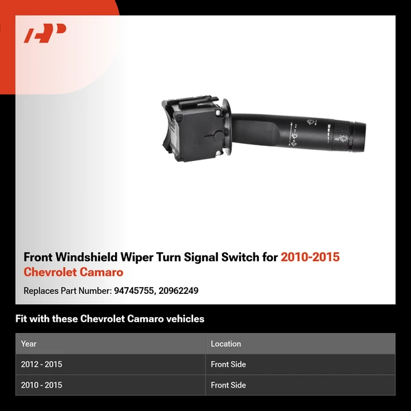 Front Windshield Wiper Turn Signal Switch for 2010-2015 Chevrolet Camaro