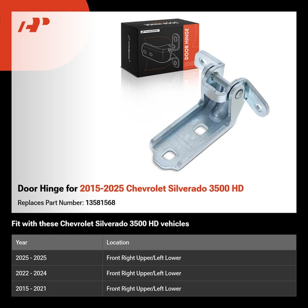 Door Hinge for 2015-2025 Chevrolet Silverado 3500 HD
