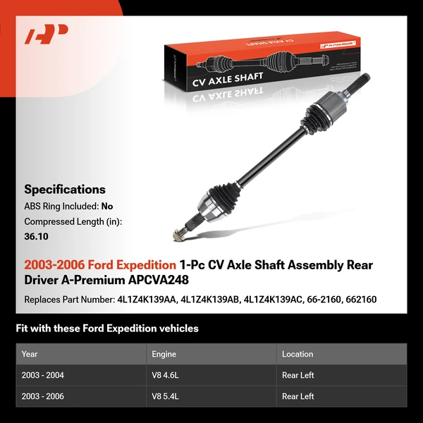 2003-2006 Ford Expedition 1-Pc CV Axle Shaft Assembly Rear Driver A-Premium APCVA248