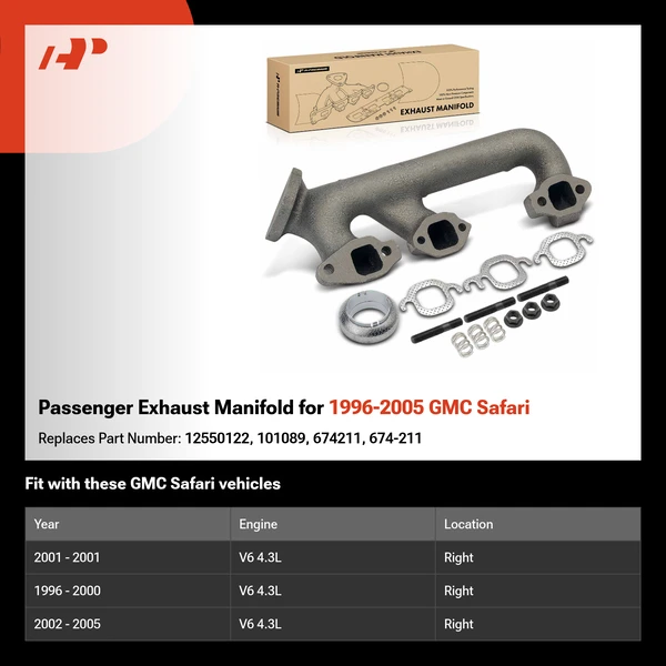 Passenger Exhaust Manifold for 1996-2005 GMC Safari