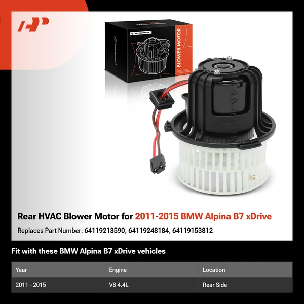Rear HVAC Blower Motor for 2011-2015 BMW Alpina B7 xDrive