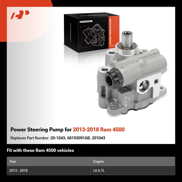 Power Steering Pump for 2013-2018 Ram 4500