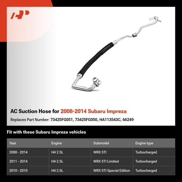 AC Suction Hose for 2008-2014 Subaru Impreza