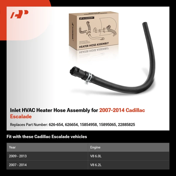Inlet HVAC Heater Hose Assembly for 2007-2014 Cadillac Escalade