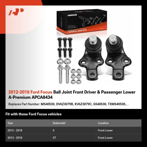 2012-2018 Ford Focus Ball Joint Front Driver & Passenger Lower A-Premium APCA8434