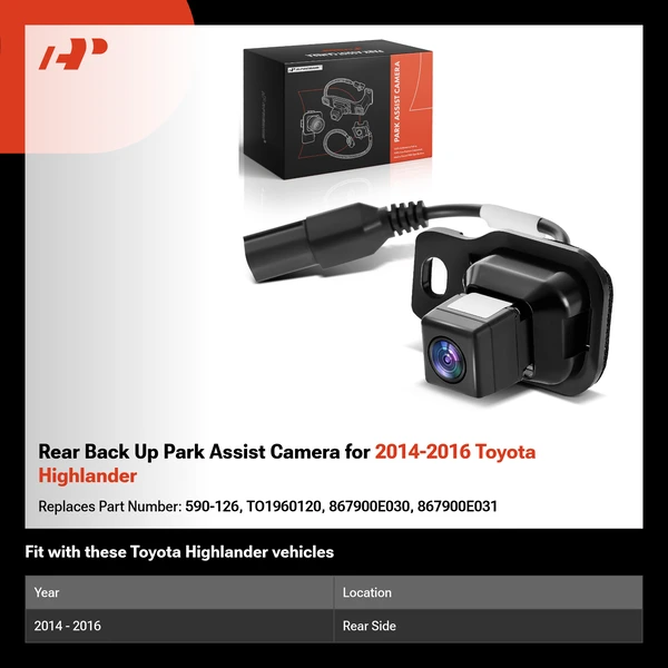 Rear Back Up Park Assist Camera for 2014-2016 Toyota Highlander