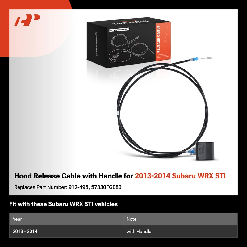 Hood Release Cable with Handle for 2013-2014 Subaru WRX STI