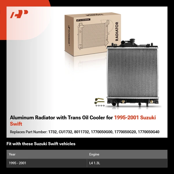 Aluminum Radiator with Trans Oil Cooler for 1995-2001 Suzuki Swift