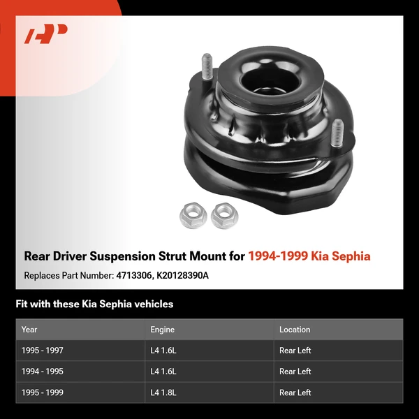 Rear Driver Suspension Strut Mount for 1994-1999 Kia Sephia