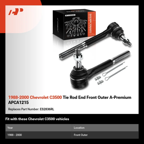 1988-2000 Chevrolet C3500 Tie Rod End Front Outer A-Premium APCA1215
