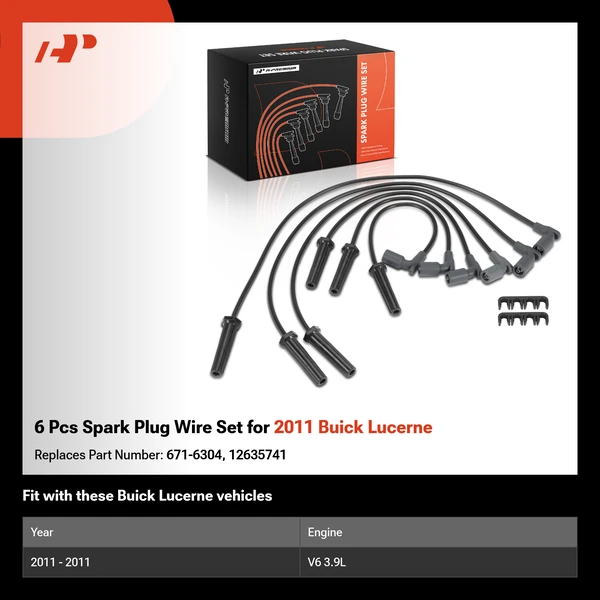 6 Pcs Spark Plug Wire Set for 2011 Buick Lucerne