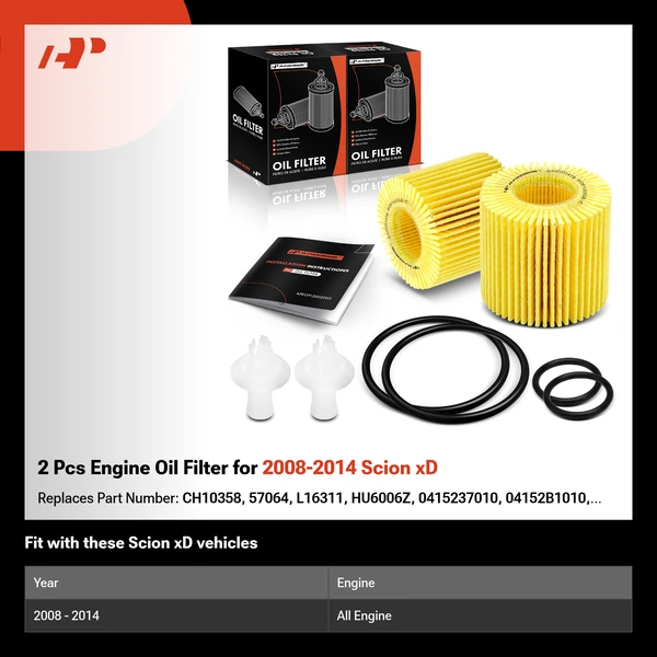 2 Pcs Engine Oil Filter for 2008-2014 Scion xD