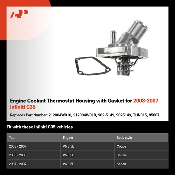 Engine Coolant Thermostat Housing with Gasket for 2003-2007 Infiniti G35