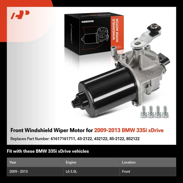 Front Windshield Wiper Motor for 2009-2013 BMW 335i xDrive