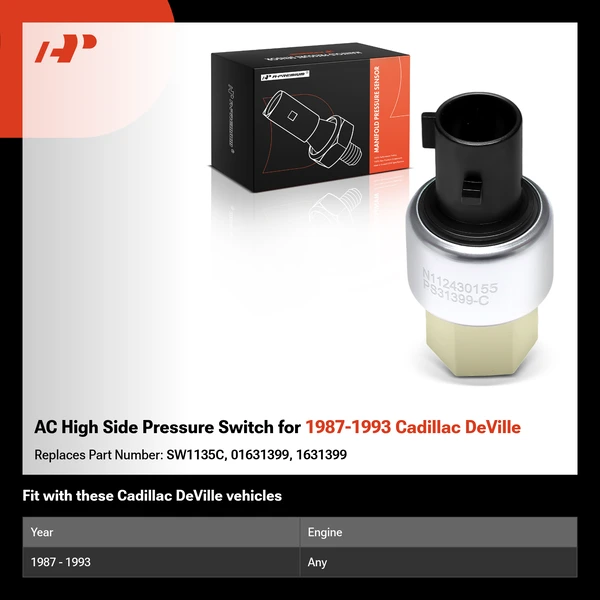 AC High Side Pressure Switch for 1987-1993 Cadillac DeVille
