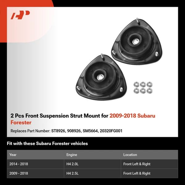 2 Pcs Front Suspension Strut Mount for 2009-2018 Subaru Forester