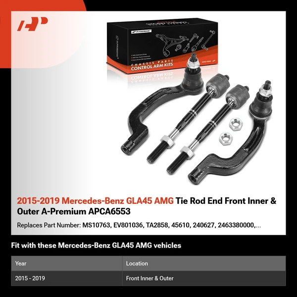 2015-2019 Mercedes-Benz GLA45 AMG Tie Rod End Front Inner & Outer A-Premium APCA6553