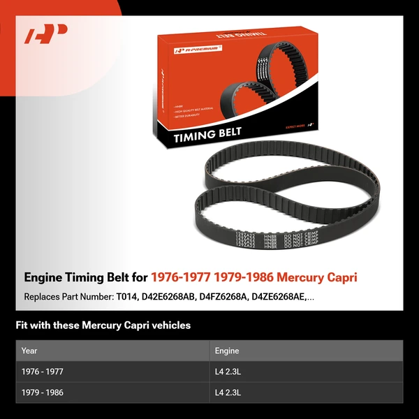 Engine Timing Belt for 1976-1977 1979-1986 Mercury Capri