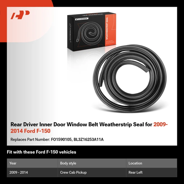 Rear Driver Inner Door Window Belt Weatherstrip Seal for 2009-2014 Ford F-150