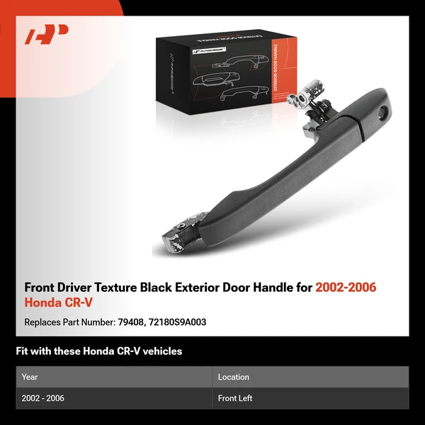 Front Driver Texture Black Exterior Door Handle for 2002-2006 Honda CR-V
