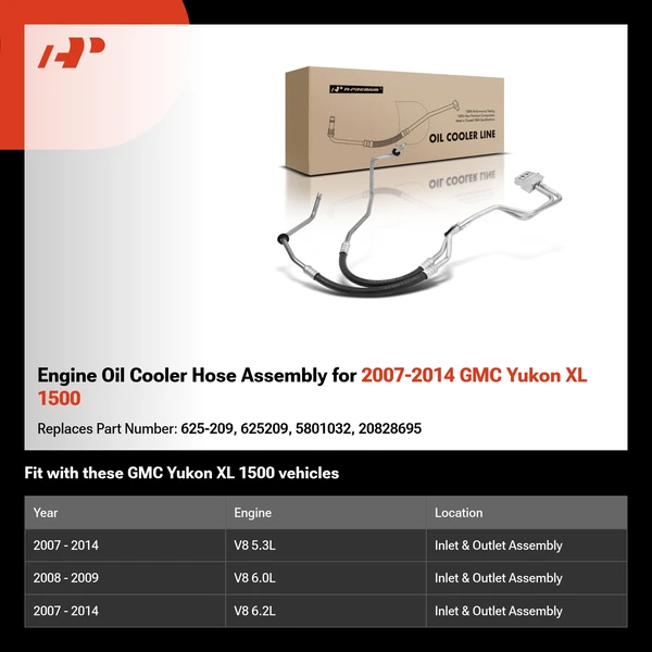 Engine Oil Cooler Hose Assembly for 2007-2014 GMC Yukon XL 1500