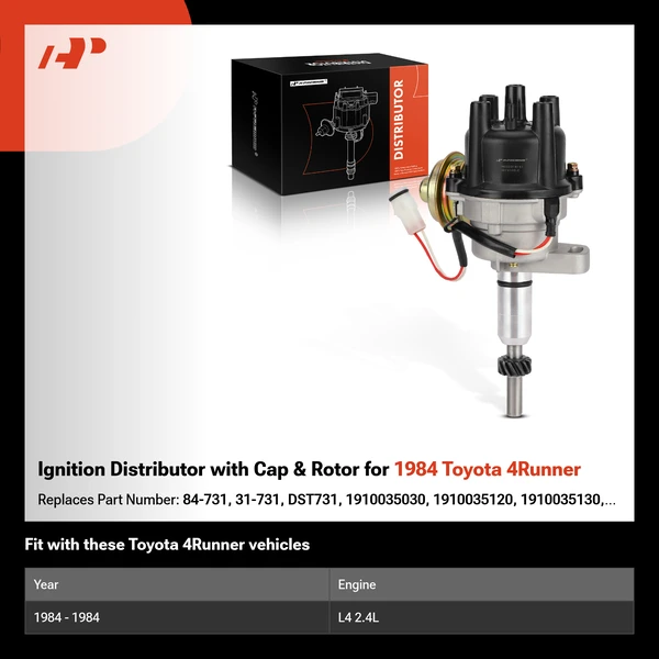 Ignition Distributor with Cap & Rotor for 1984 Toyota 4Runner