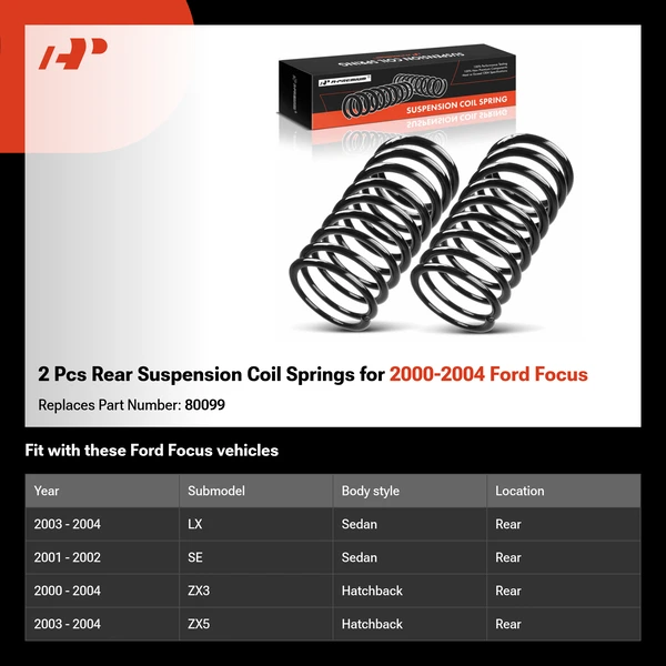 2 Pcs Rear Suspension Coil Springs for 2000-2004 Ford Focus
