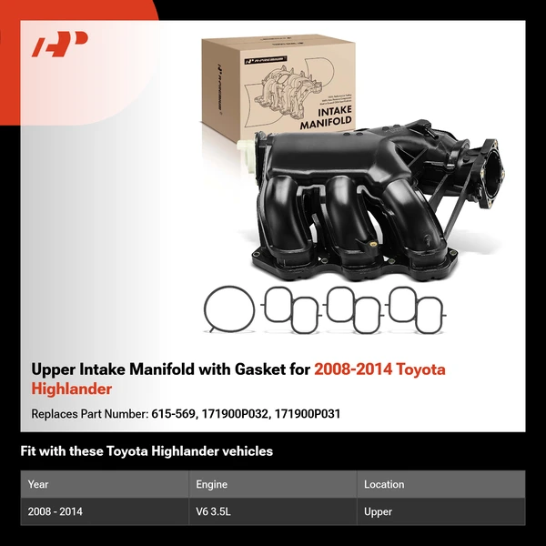 Upper Intake Manifold with Gasket for 2008-2014 Toyota Highlander