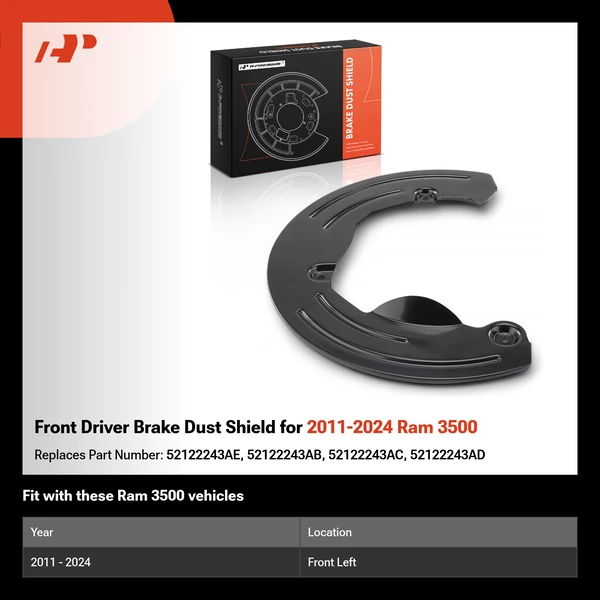 Front Driver Brake Dust Shield for 2011-2024 Ram 3500