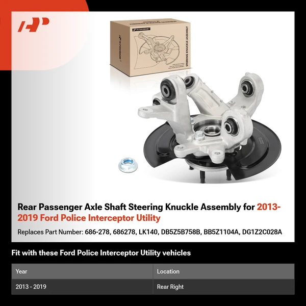 Rear Passenger Axle Shaft Steering Knuckle Assembly for 2013-2019 Ford Police Interceptor Utility