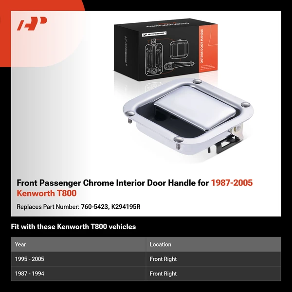 Front Passenger Chrome Interior Door Handle for 1987-2005 Kenworth T800