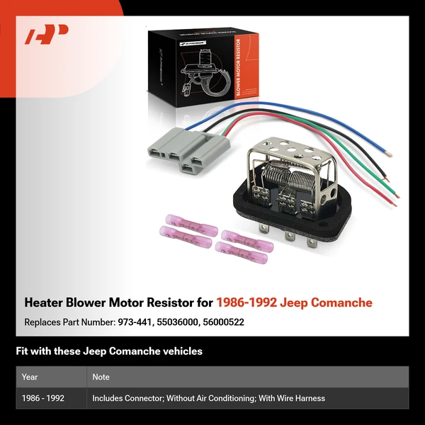 Heater Blower Motor Resistor for 1986-1992 Jeep Comanche