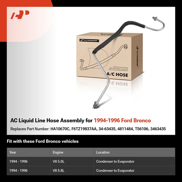 AC Liquid Line Hose Assembly for 1994-1996 Ford Bronco