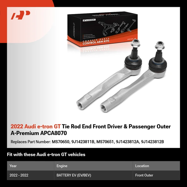 2022 Audi e-tron GT Tie Rod End Front Driver & Passenger Outer A-Premium APCA8070