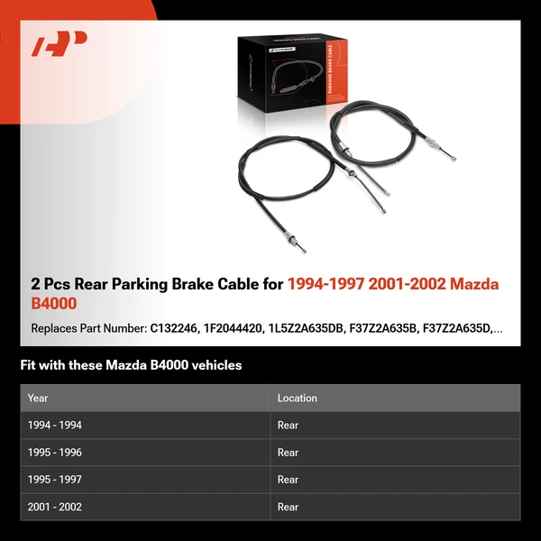 2 Pcs Rear Parking Brake Cable for 1994-1997 2001-2002 Mazda B4000