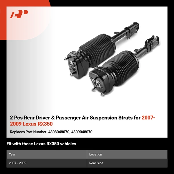 2 Pcs Rear Driver & Passenger Air Suspension Struts for 2007-2009 Lexus RX350