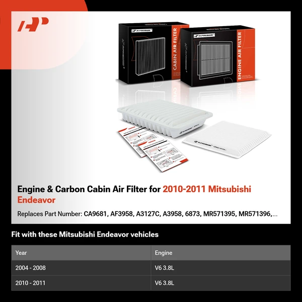 Engine & Carbon Cabin Air Filter for 2010-2011 Mitsubishi Endeavor