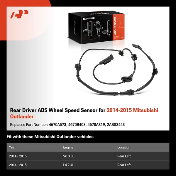 Rear Driver ABS Wheel Speed Sensor for 2014-2015 Mitsubishi Outlander