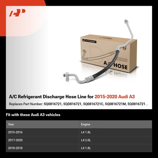 A/C Refrigerant Discharge Hose Line for 2015-2020 Audi A3