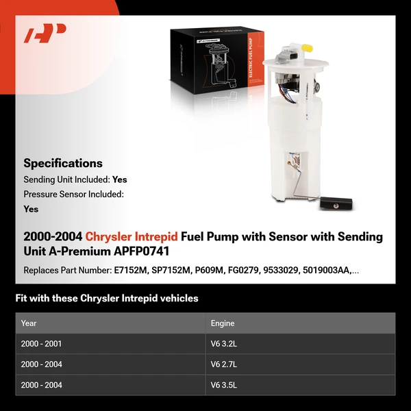 2000-2004 Chrysler Intrepid Fuel Pump with Sensor with Sending Unit A-Premium APFP0741