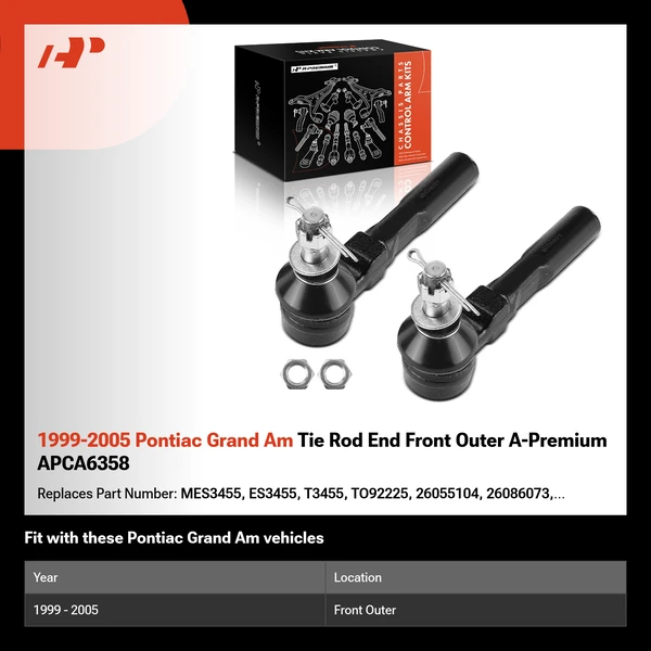 1999-2005 Pontiac Grand Am Tie Rod End Front Outer A-Premium APCA6358