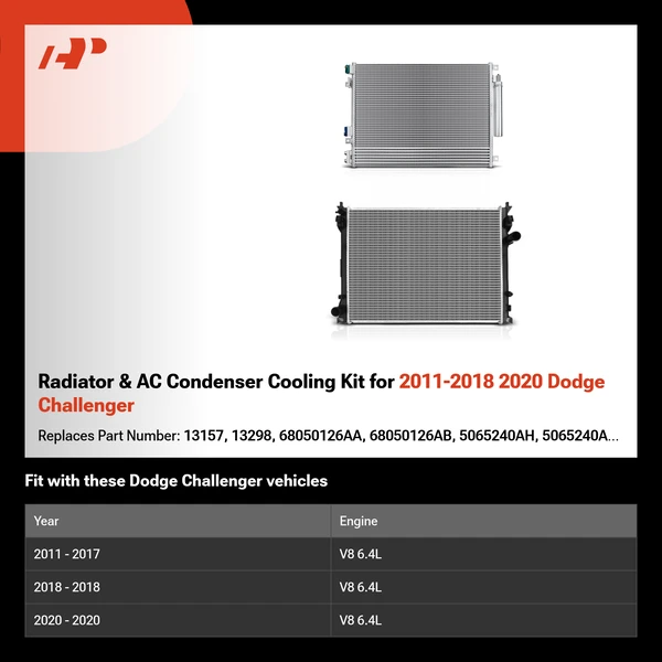 Radiator & AC Condenser Cooling Kit for 2011-2018 2020 Dodge Challenger