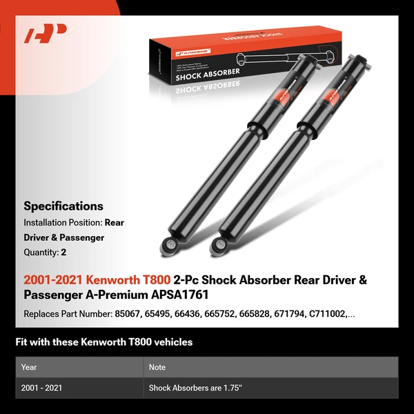 2001-2021 Kenworth T800 2-Pc Shock Absorber Rear Driver & Passenger A-Premium APSA1761