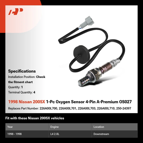 1998 Nissan 200SX 1-Pc Oxygen Sensor 4-Pin A-Premium OS027