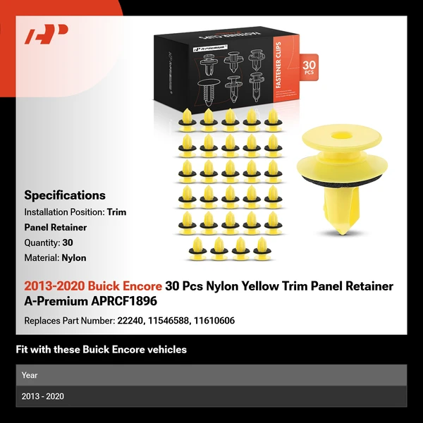 2013-2020 Buick Encore 30 Pcs Nylon Yellow Trim Panel Retainer A-Premium APRCF1896