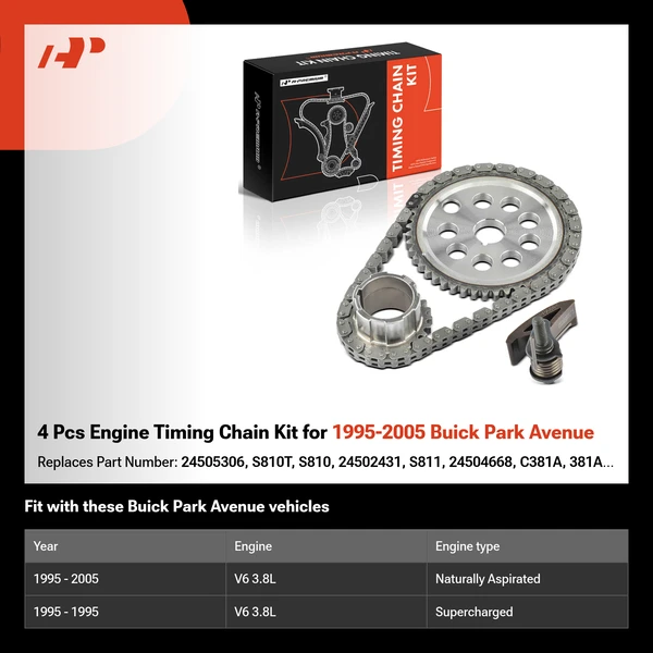 4 Pcs Engine Timing Chain Kit for 1995-2005 Buick Park Avenue