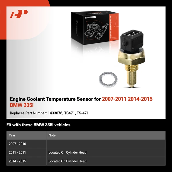 Engine Coolant Temperature Sensor for 2007-2011 2014-2015 BMW 335i