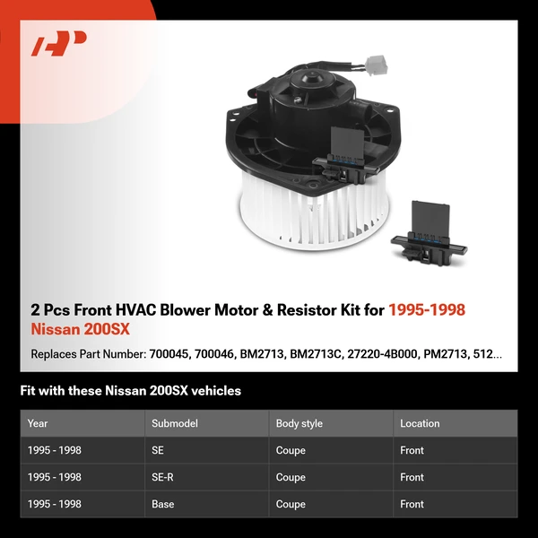 2 Pcs Front HVAC Blower Motor & Resistor Kit for 1995-1998 Nissan 200SX