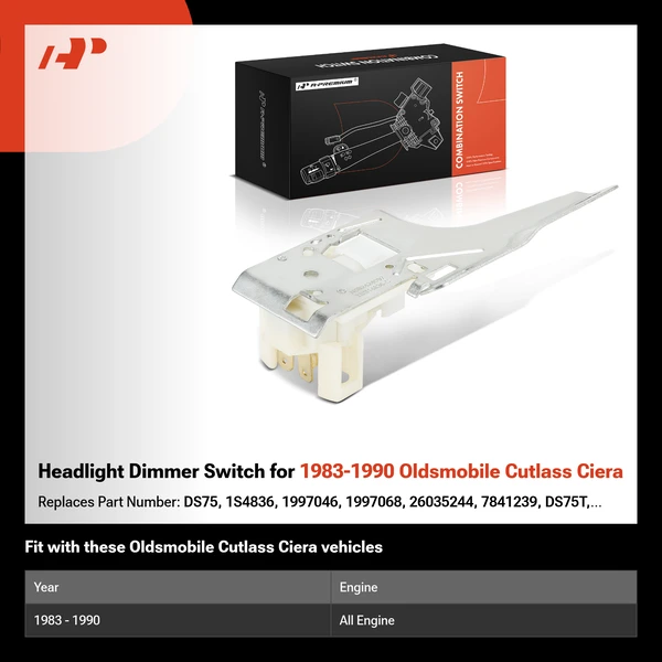 Headlight Dimmer Switch for 1983-1990 Oldsmobile Cutlass Ciera