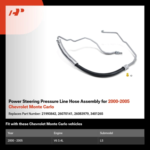 Power Steering Pressure Line Hose Assembly for 2000-2005 Chevrolet Monte Carlo